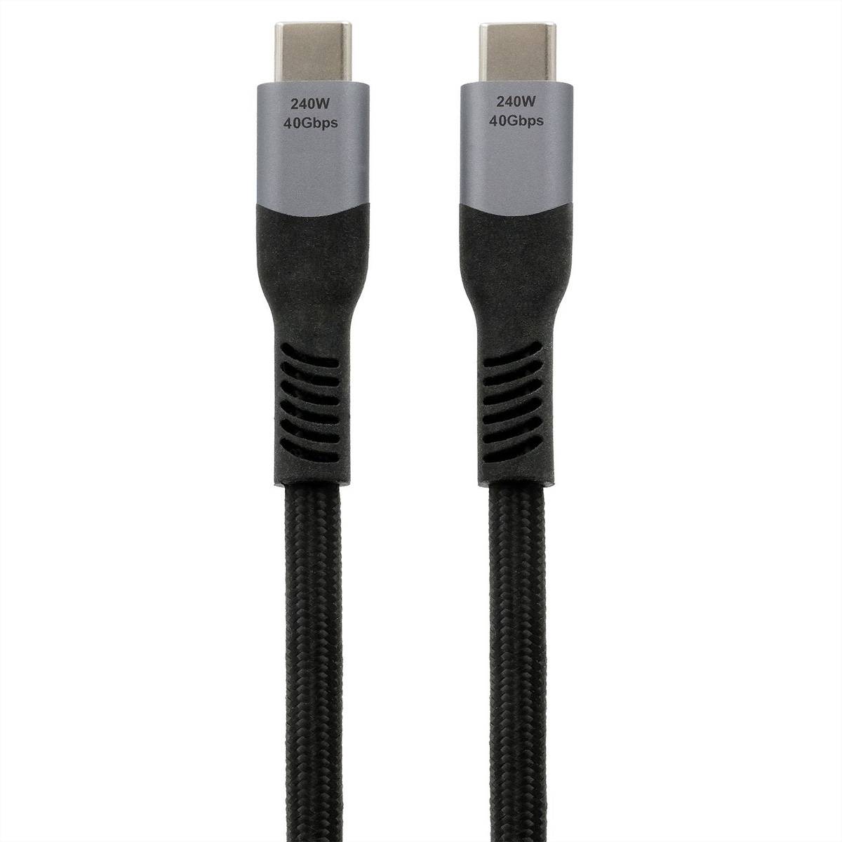 EXSYS EX-K1598-1.0 USB4 Kabel USB-C Stecker, 8K UHD-2, 40Gbit/s, 5A, 240W, schwarz, 1 m