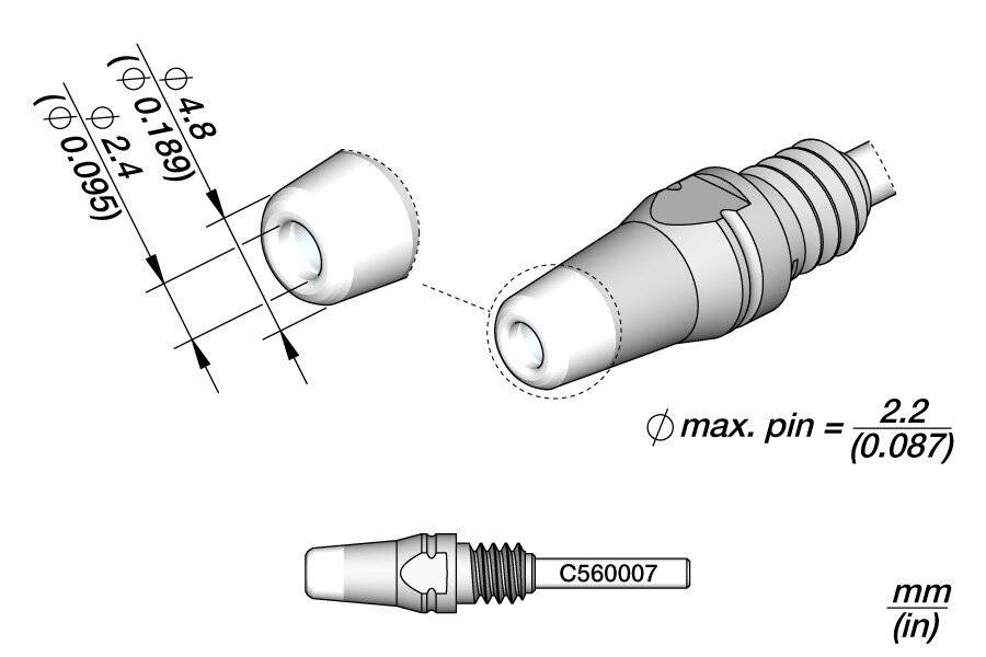 Entlötspitze für Pin, Ø 2,4 mm, S1, D530007
