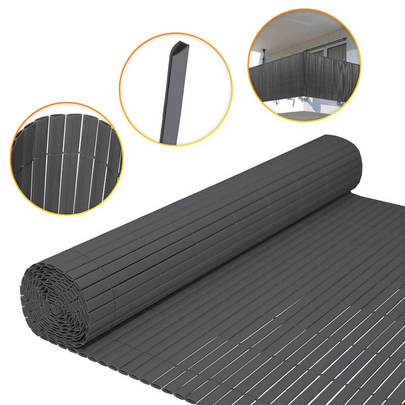 PVC Sichtschutzmatte Sichtschutzzaun Sichtschutz für Zaun Balkon Windschutz Grau 90x400cm