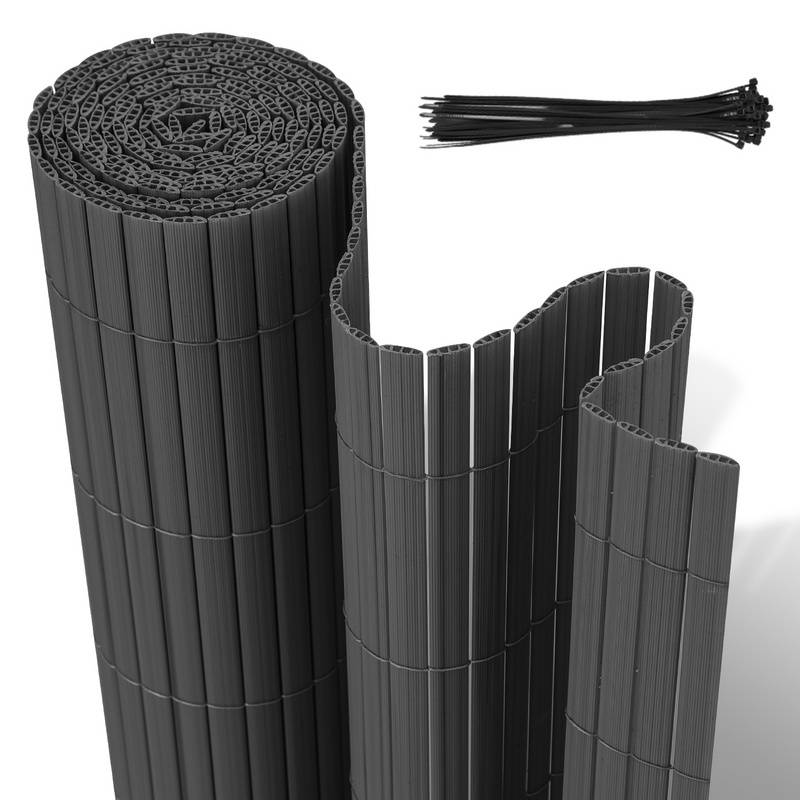 PVC Sichtschutzmatte Sichtschutzzaun Balkon Windschutz Sichtschutz für Zaun Grau 160x600cm