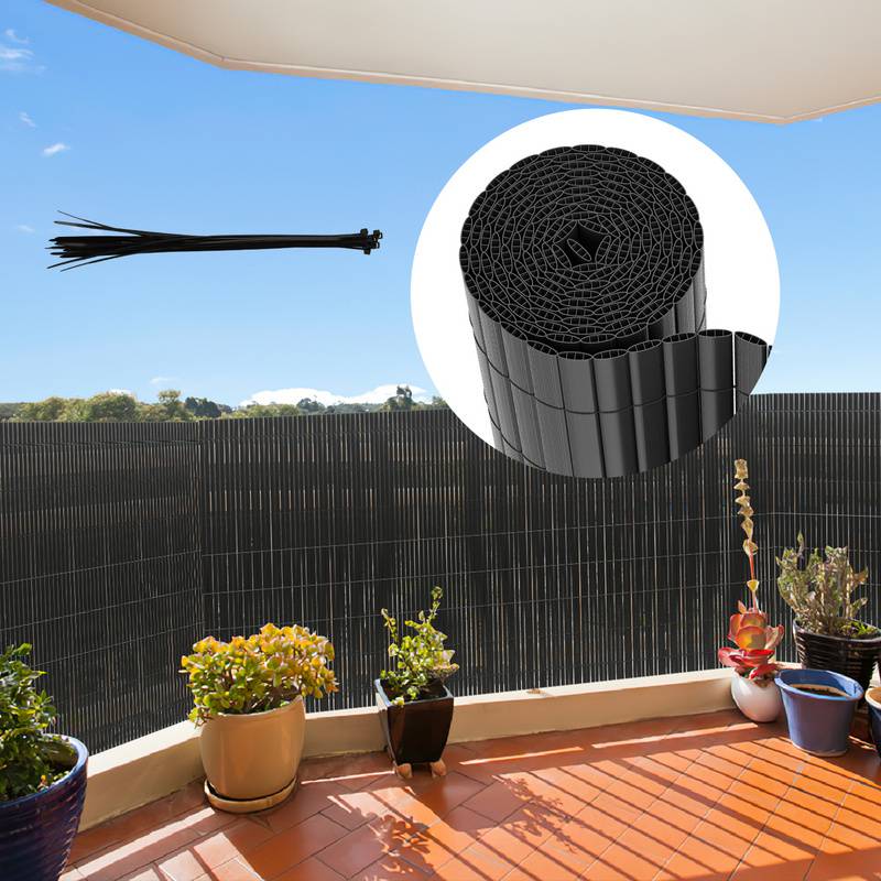 PVC Sichtschutzmatte Sichtschutzzaun Balkon Windschutz Sichtschutz für Zaun Grau 160x1000cm