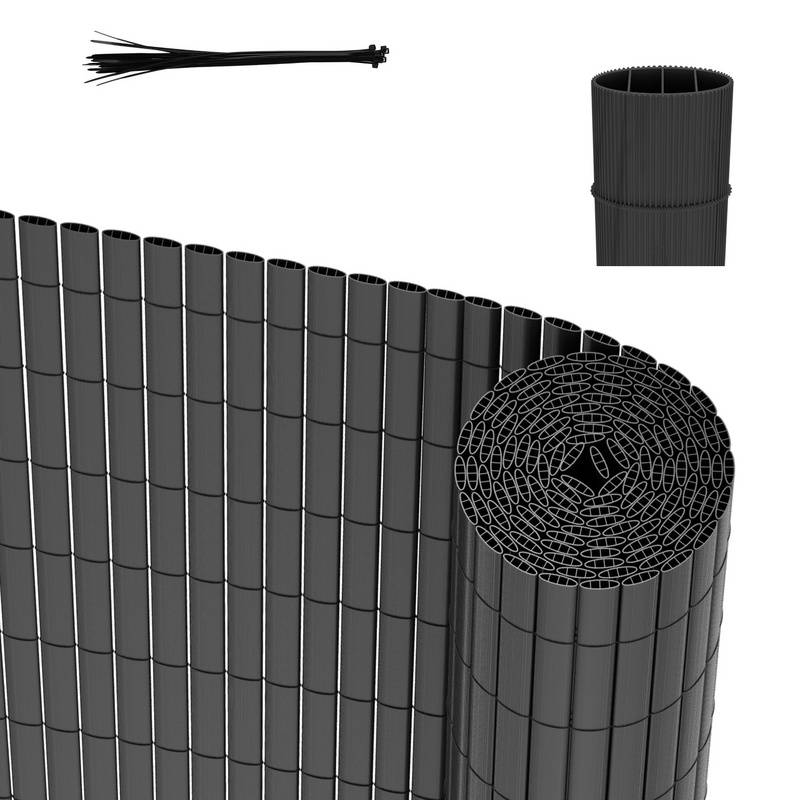 PVC Sichtschutzmatte Sichtschutzzaun Balkon Windschutz Sichtschutz für Zaun Grau 140x500cm