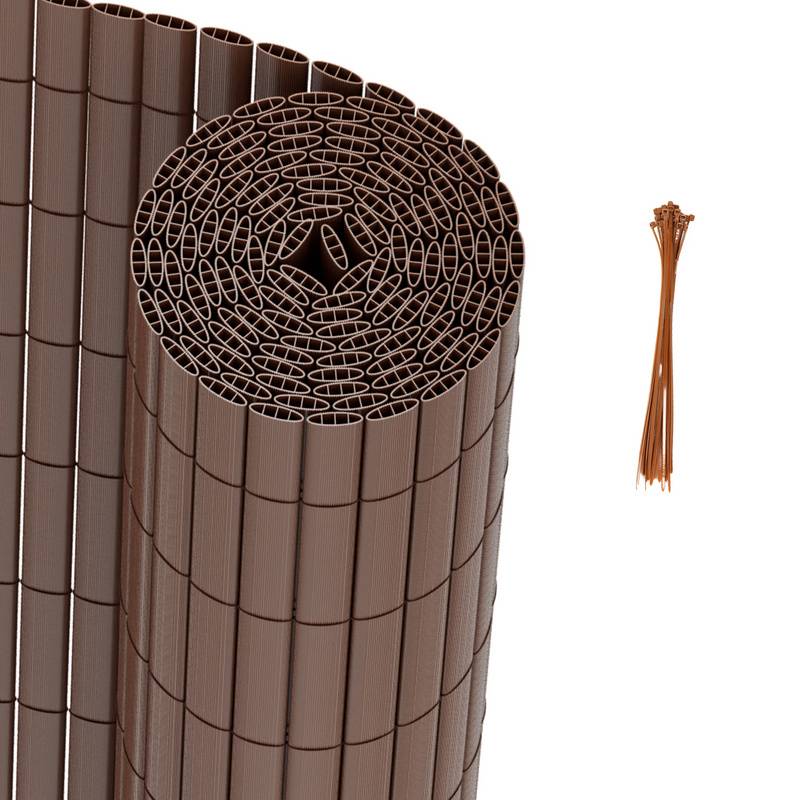 PVC Sichtschutzmatte Sichtschutzzaun Balkon Windschutz Sichtschutz für Zaun Braun 120x600cm