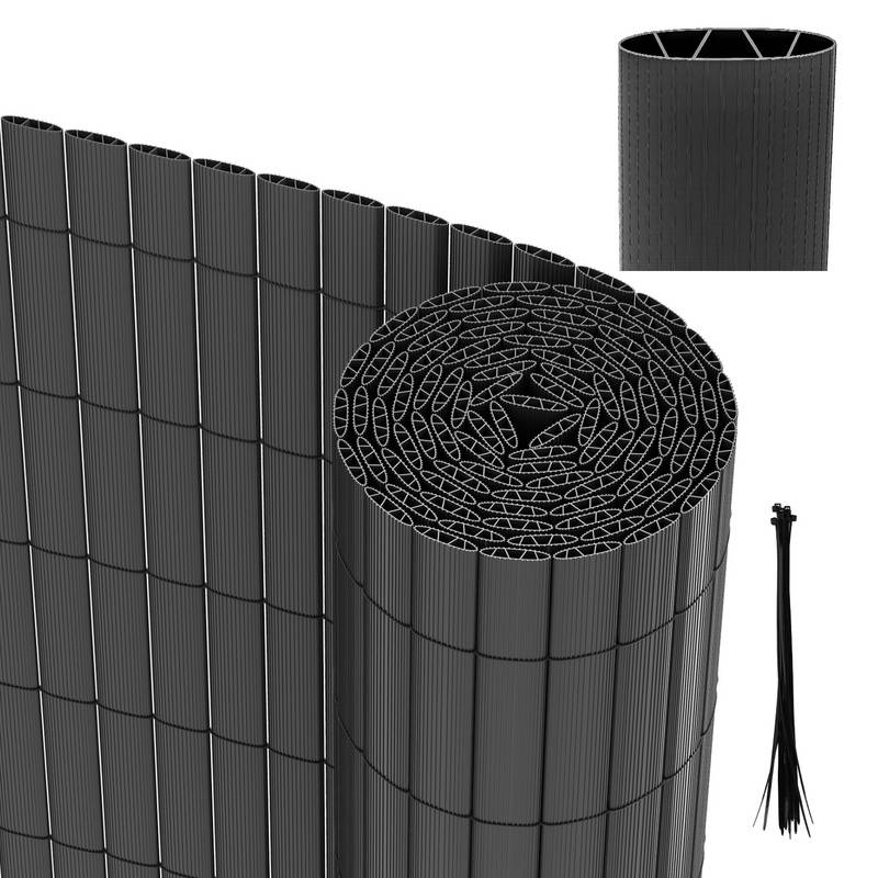 PVC Sichtschutzmatte Sichtschutzzaun Sichtschutz für Zaun Garten Wetterfest Grau 80x600cm