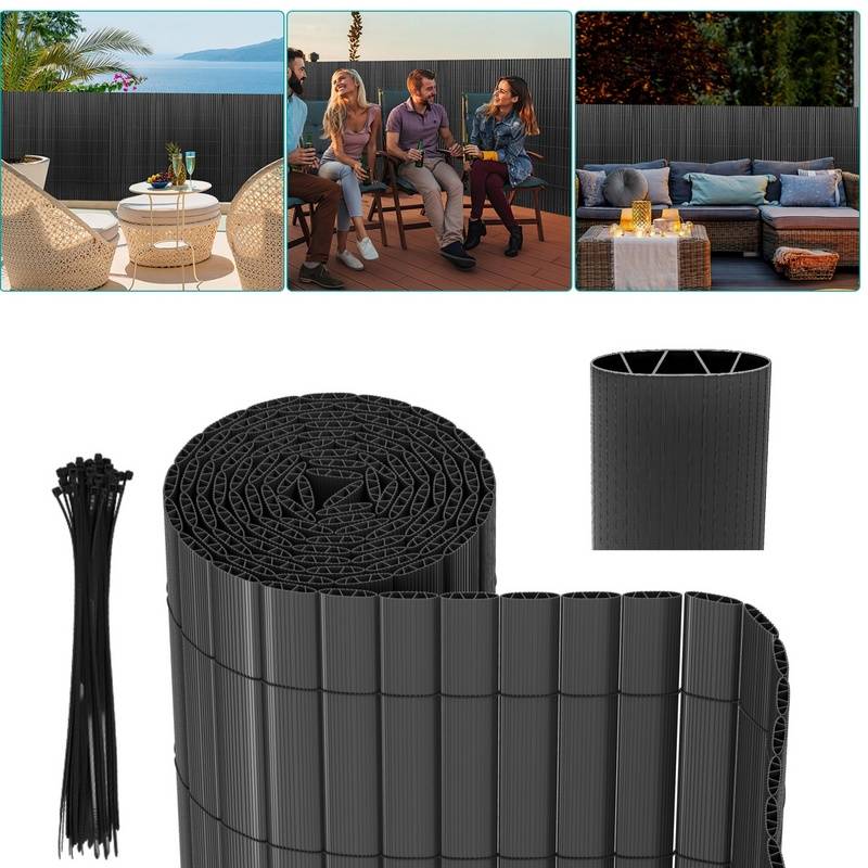 PVC Sichtschutzmatte Sichtschutzzaun Sichtschutz für Zaun Garten Wetterfest Grau 80x900cm