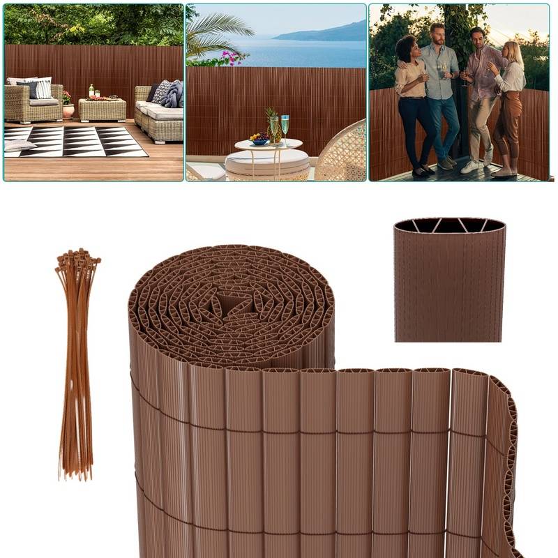 PVC Sichtschutzmatte Sichtschutzzaun Sichtschutz für Zaun Garten Wetterfest Braun 90x800cm