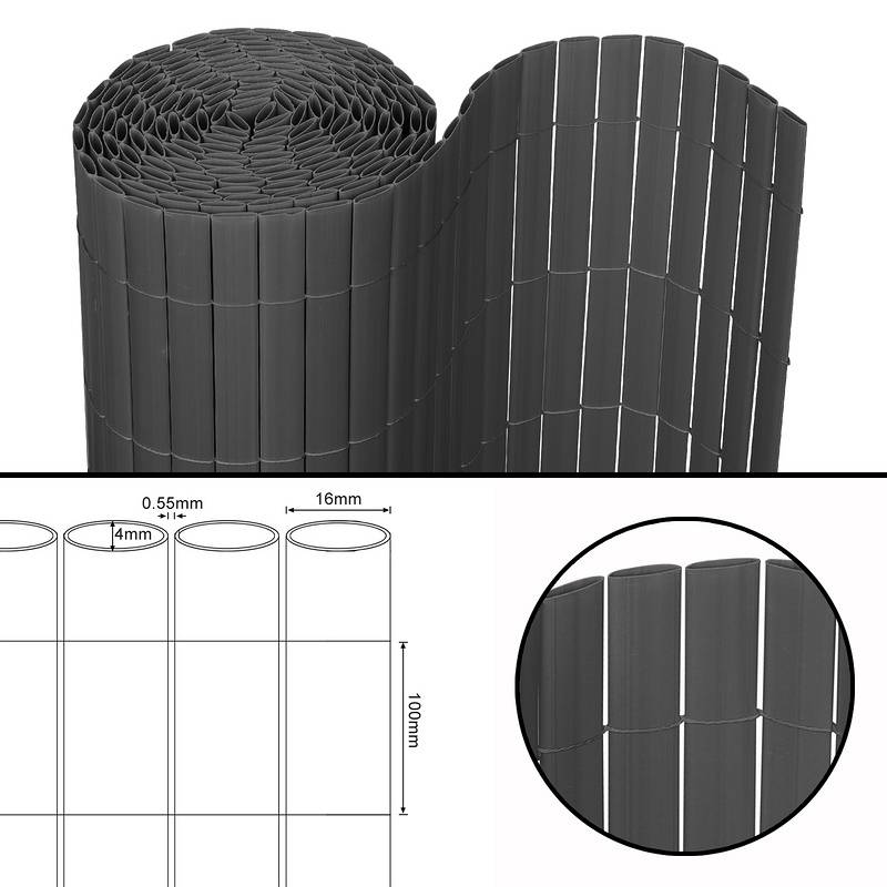 PVC Sichtschutzmatte Sichtschutzzaun Balkonsichtschutz Windschutz Sichtschutz für Zaun Balkon grau 90 x 400 cm