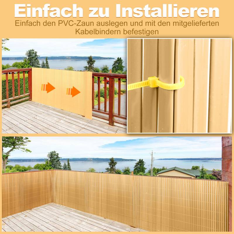 PVC Sichtschutzmatte Sichtschutzzaun Sichtschutz für Zaun Balkon Bambus 1,8 x 3m