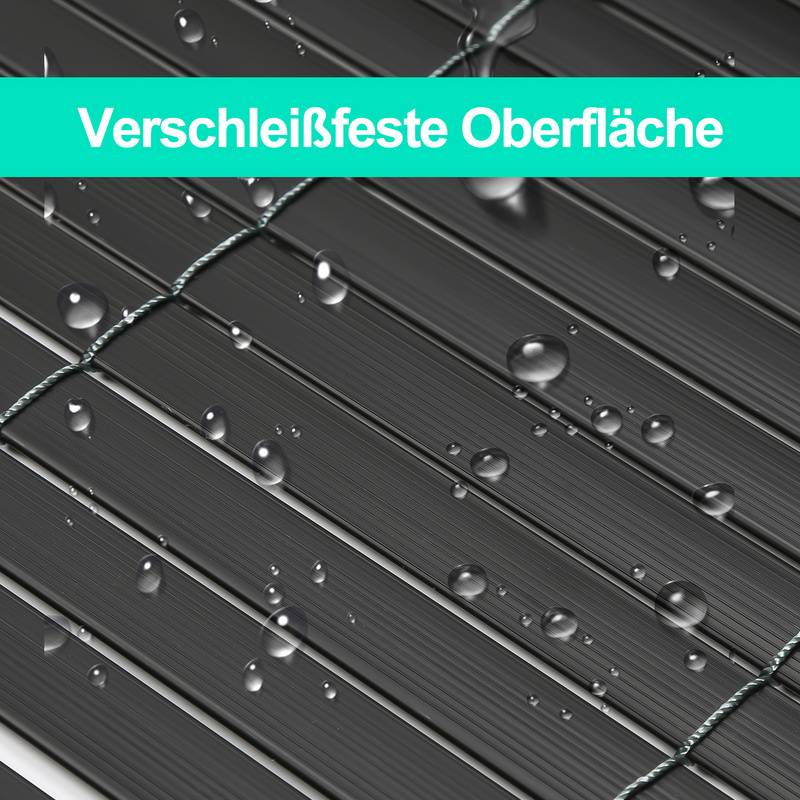 PVC Sichtschutzmatte Doppelte Verstärkung Innen, Balkon Sichtschutz mit Kabelbindern, Sichtschutzzaun Windschutz Wasserdicht ohne Bohren, Grau 1,8
