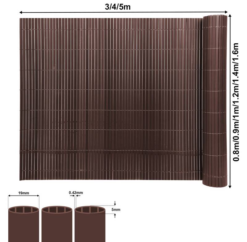 PVC Sichtschutzmatte Doppelte Verstärkung Innen, Balkon Sichtschutz mit Kabelbindern, Sichtschutzzaun Windschutz Wasserdicht ohne Bohren, Braun 1,6