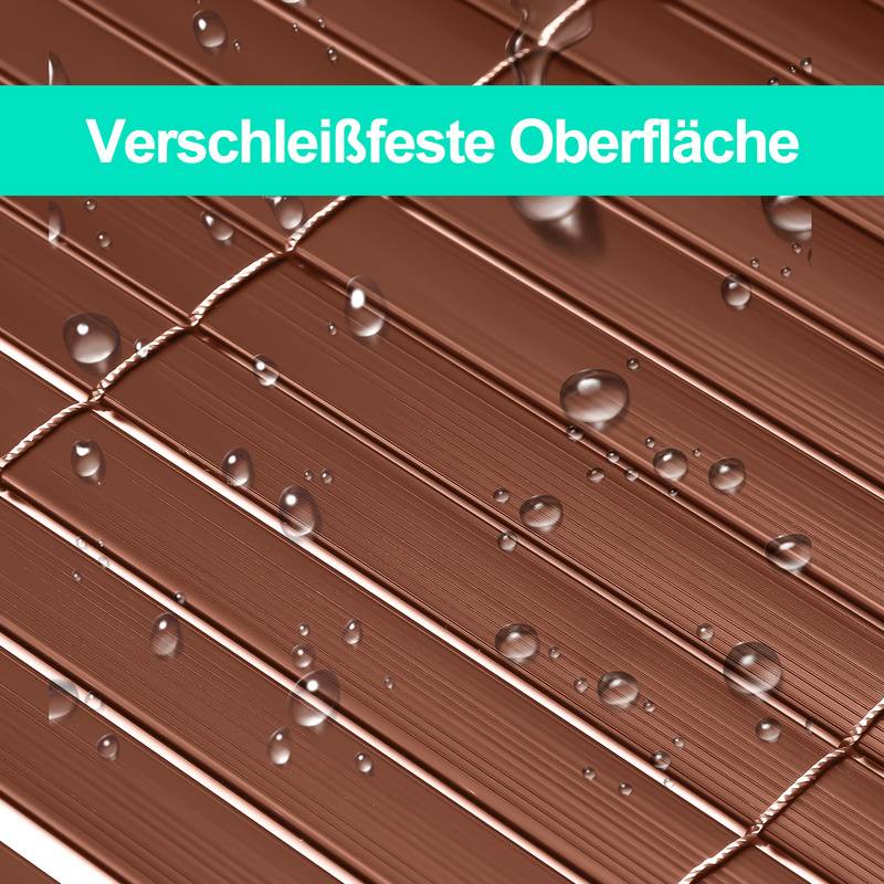 PVC Sichtschutzmatte Doppelte Verstärkung Innen, Balkon Sichtschutz mit Kabelbindern, Sichtschutzzaun Windschutz Wasserdicht ohne Bohren, Braun 0,9