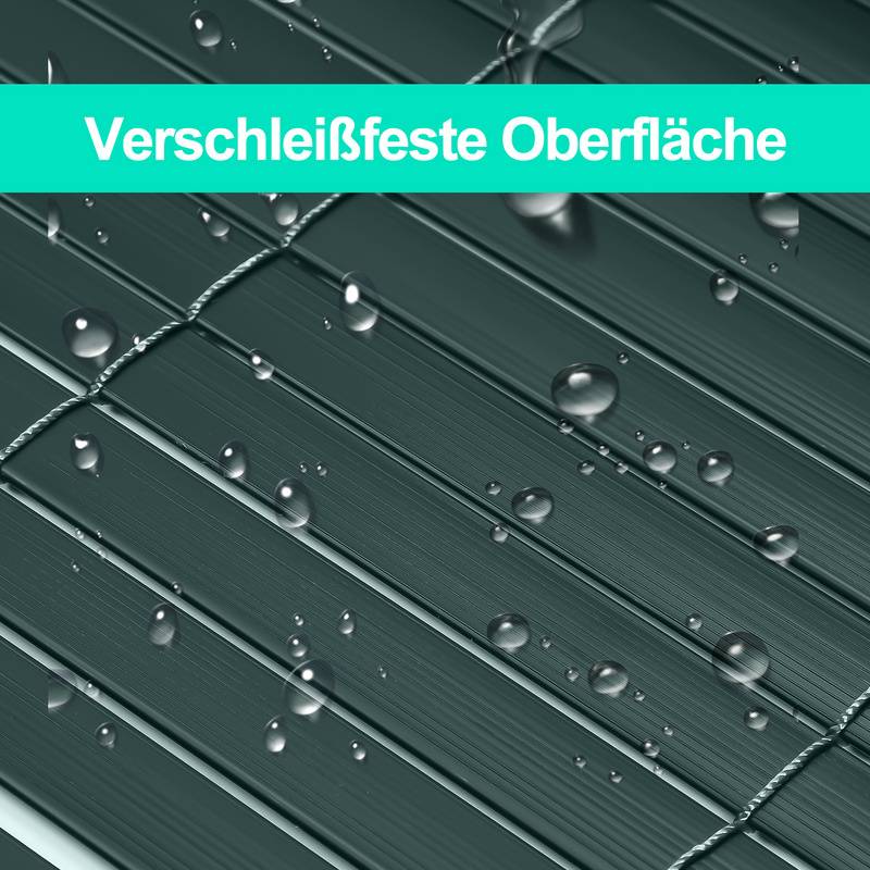PVC Sichtschutzmatte Doppelte Verstärkung Innen, Balkon Sichtschutz mit Kabelbindern, Sichtschutzzaun Windschutz Wasserdicht ohne Bohren, Grün 1,8