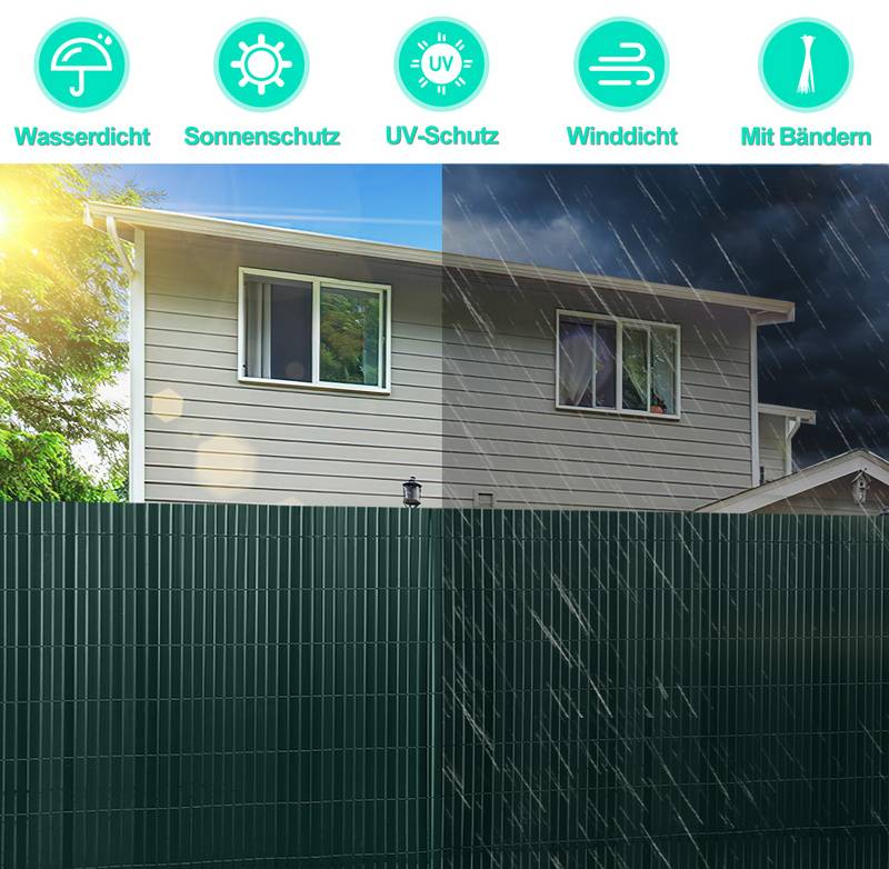 PVC Sichtschutzmatte Verstärkung Innen, Balkon Sichtschutz mit Kabelbindern, Sichtschutzzaun Windschutz Wasserdicht ohne Bohren für Balkon Garten,