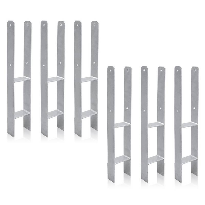 6 Stück Pfostenanker 91MM H-Pfostenträger H-Anker 600 mm Länge Pfostenschuh für Carport Silber