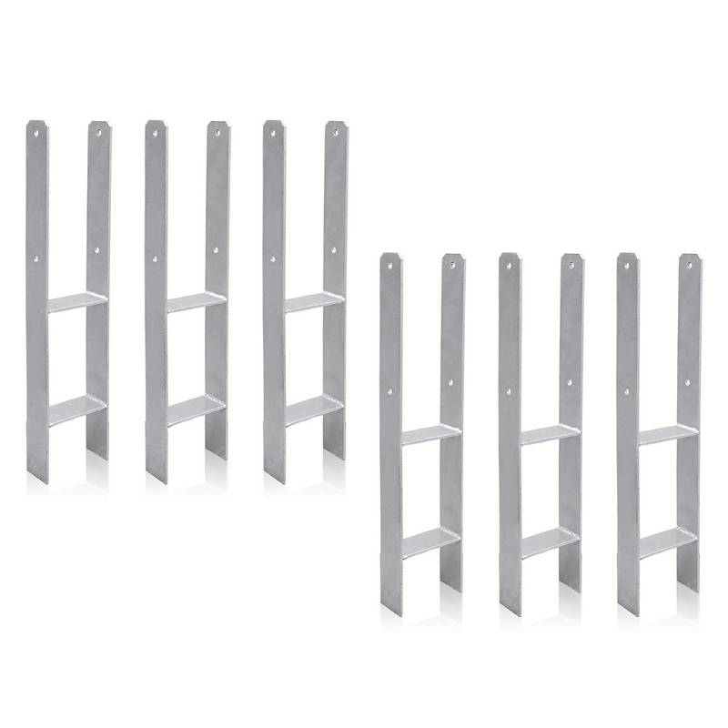 6 Stück Pfostenanker 101MM H-Pfostenträger H-Anker 600 mm Länge Pfostenschuh für Carport Silber