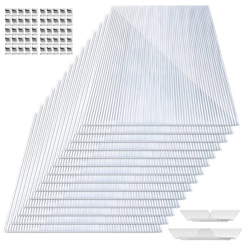 14x Polycarbonat Hohlkammerstegplatten 4mm 50x Edelstahl Gewächshausklammern 10,25 m² Doppelstegplatte 1210x605 Stegplatte Gewächshausplatte