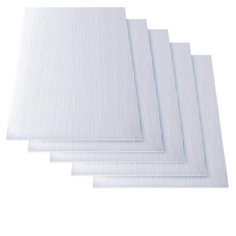 5x Doppelstegplatten 8mm Zuschneidbar 121x60,5cm Polycarbonat 3,66m² UV-beständig Klar Hohlkammerplatten Gewächshaus Platten Stegplatten