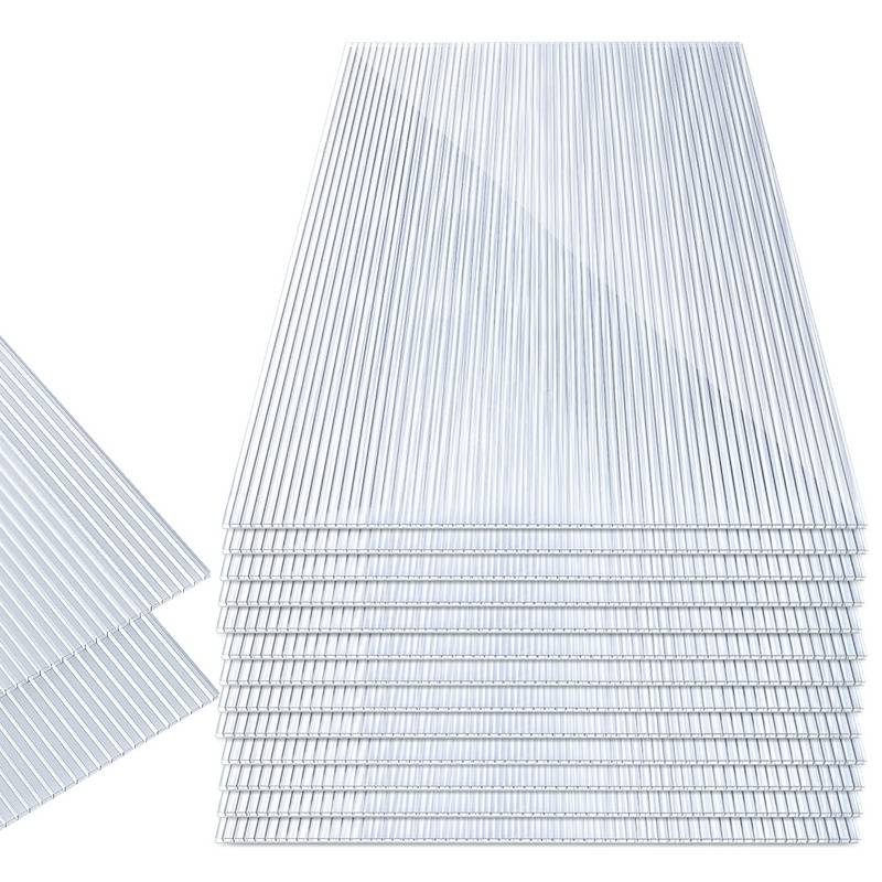 Polycarbonat Hohlkammerstegplatten - 14 Stk., 4mm dick, 121 x 60.5 cm, 10.25 m², UV-beständig, transparent - Doppelstegplatte, Gewächshausplatten