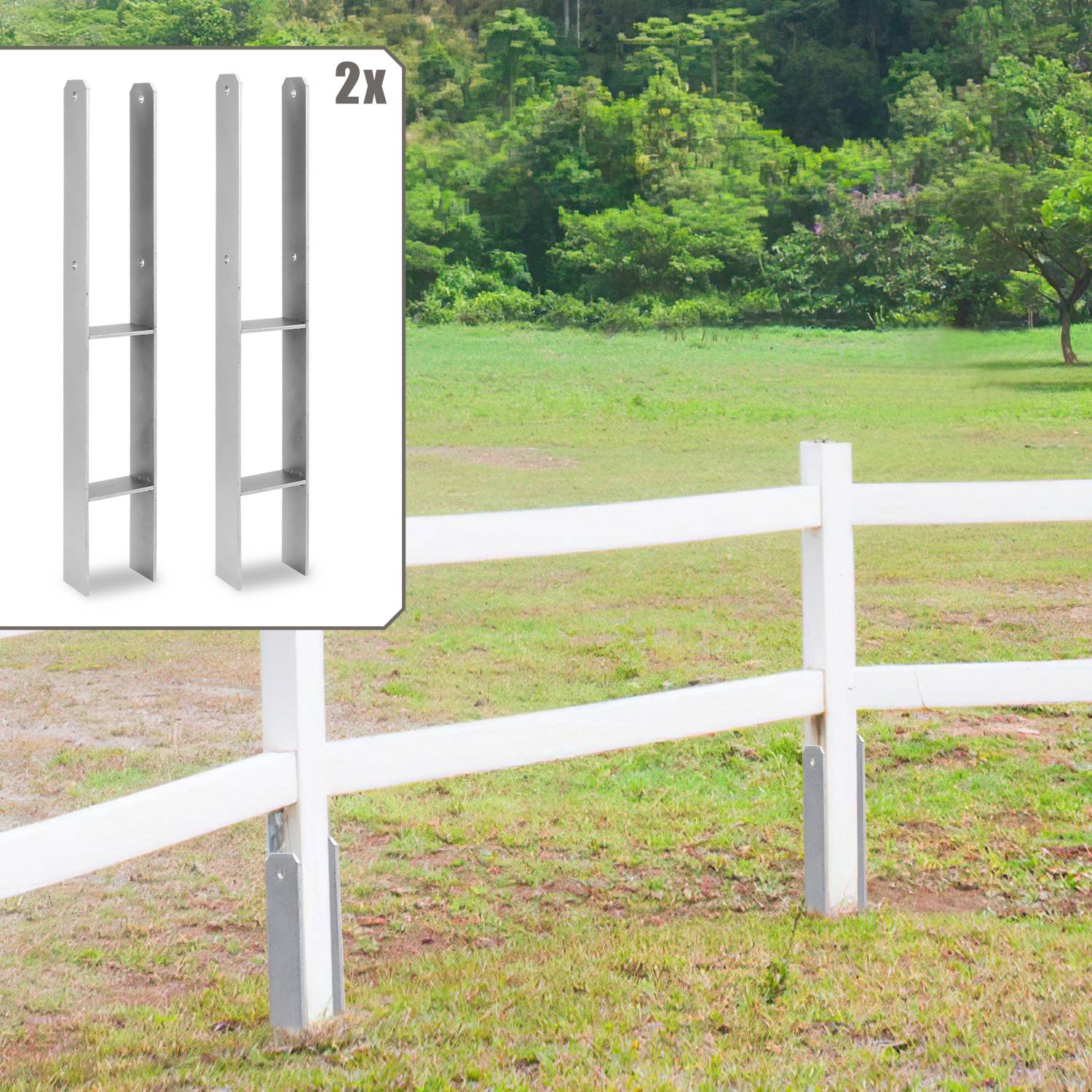 Pfostenanker 81mm 2 Stück Pfostenhalter Pfostenträger Pfostenschuhe H-Anker für Carports Pfahlbauten Wildtürme Zäune Pergola