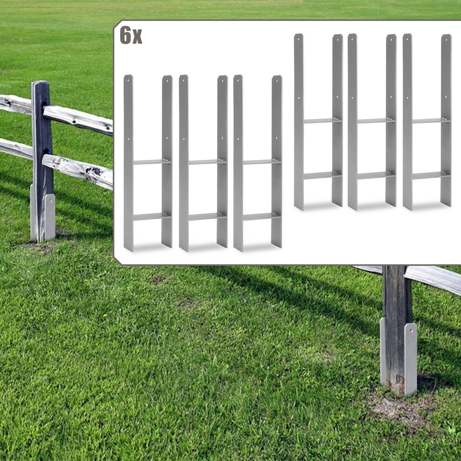 Pfostenanker 91mm 6 Stück Pfostenhalter Pfostenträger Pfostenschuhe H-Anker für Carports Pfahlbauten Wildtürme Zäune Pergola