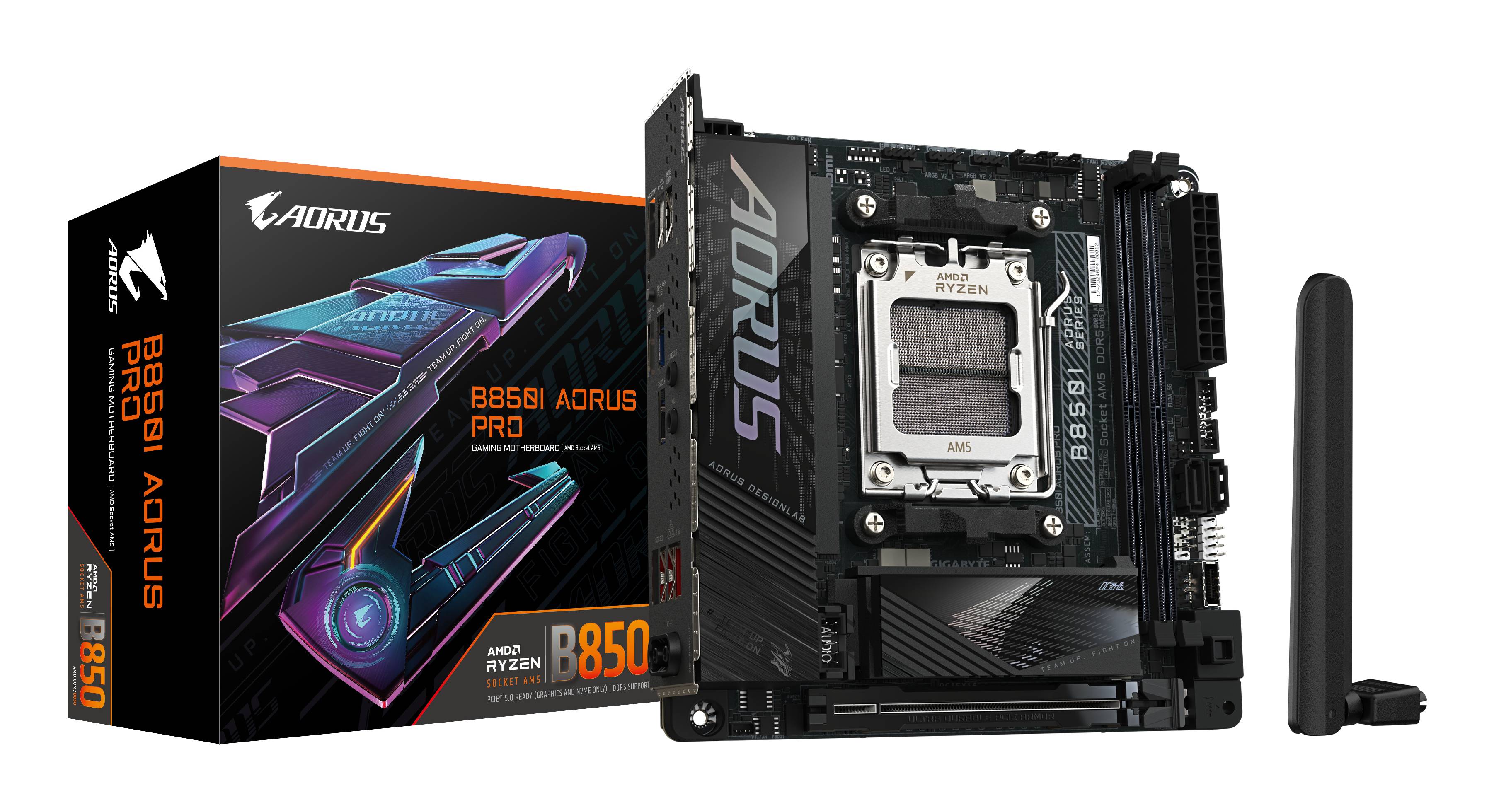 Gigabyte AORUS B850I PRO - Motherboard - Mini-ITX - Socket AM5 - AMD B850 Chipsatz - USB-C 3.2 Gen2, USB 3.2 Gen 1, USB 3.2 Gen 2 - Bluetooth, 2.5