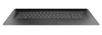 Geschlossener schwarzer Laptop von vorne gesehen, zeigt die Tastatur und das schlanke Profil auf einem einfachen weißen Hintergrund.