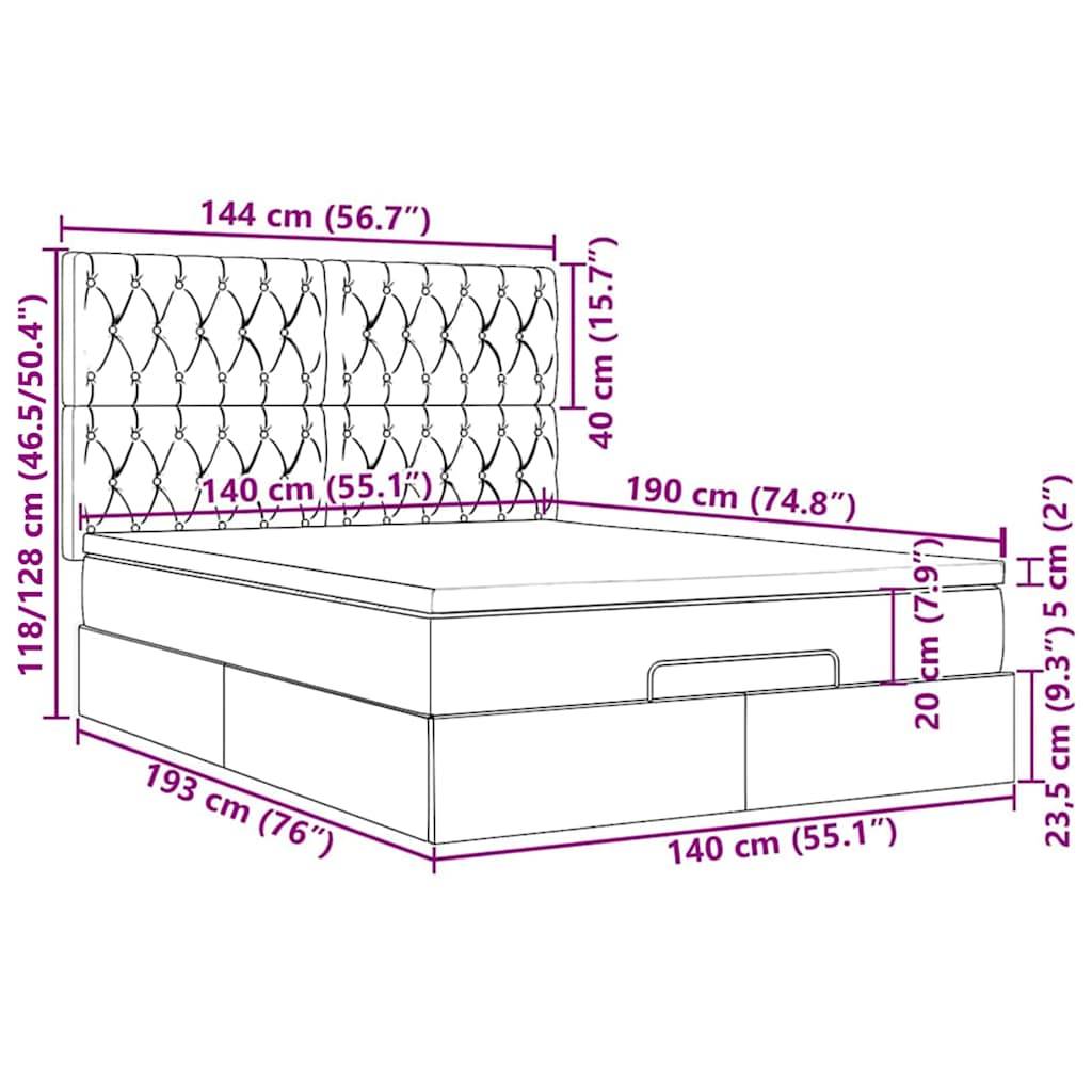vidaXL Ottoman-Bett mit Matratzen & LEDs Schwarz 140x190 cm Samt