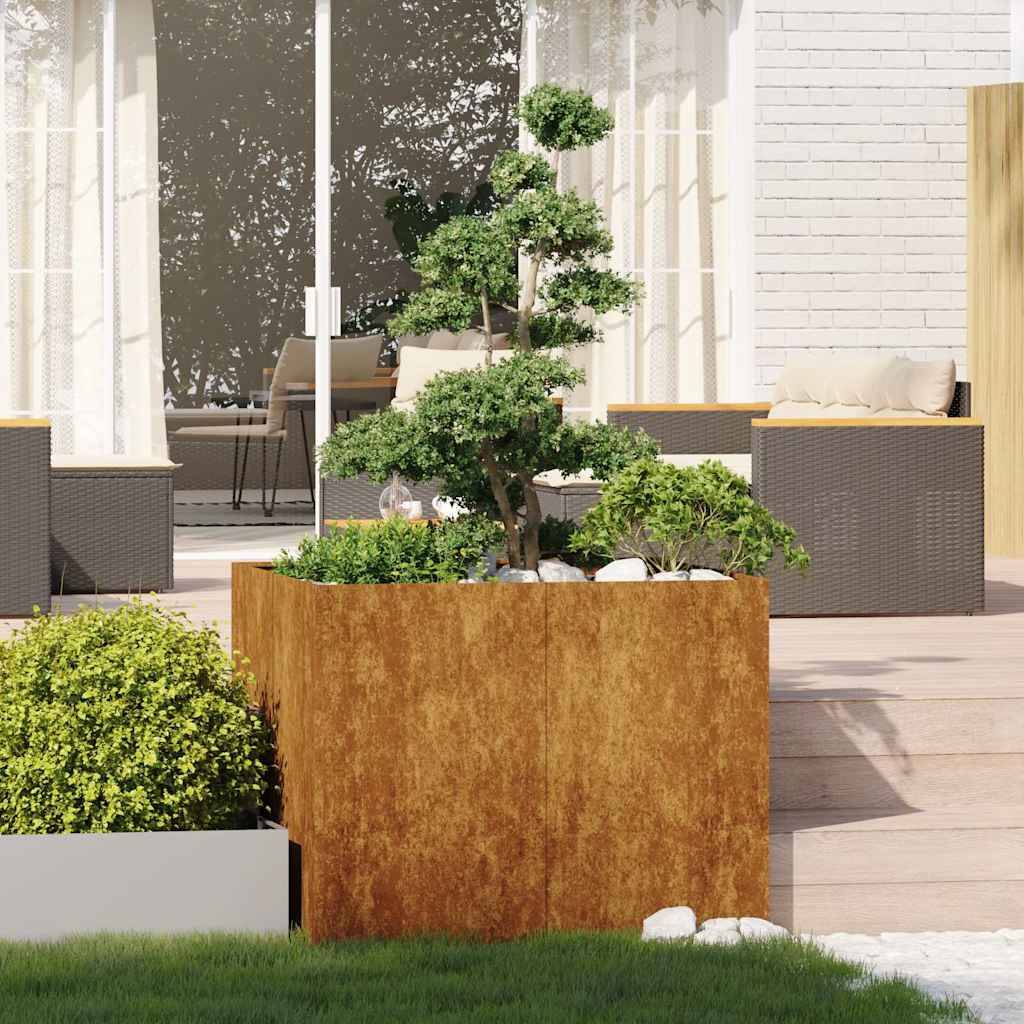 vidaXL Pflanzkübel Rostig 100x100x80 cm Wetterfester Stahl