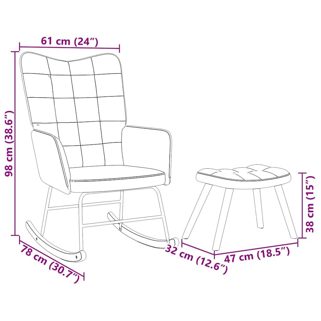 vidaXL Schaukelstuhl mit Hocker Dunkelgrauer Samt