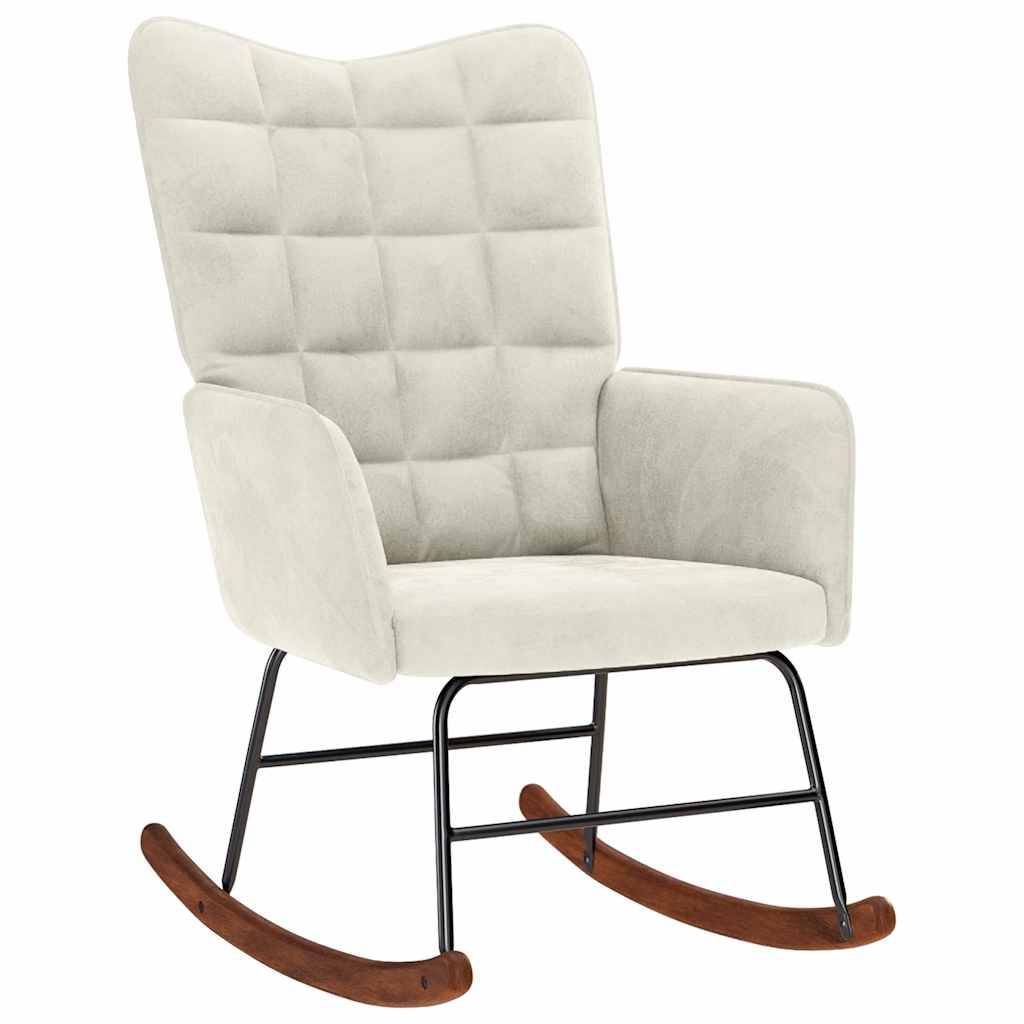 vidaXL Schaukelstuhl mit Hocker Creme Samt