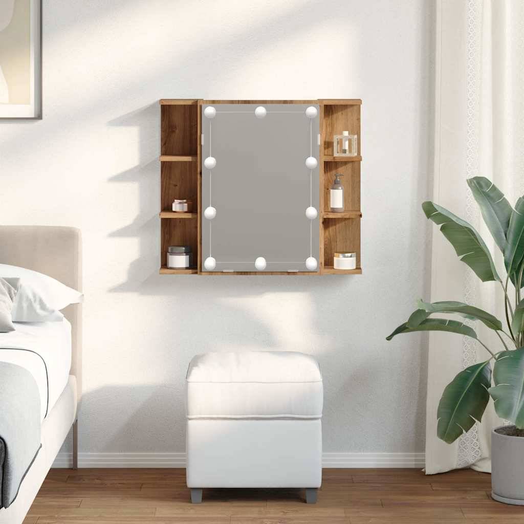 vidaXL Spiegelschrank mit LED Artisan Eichen-Optik 70x16,5x60 cm