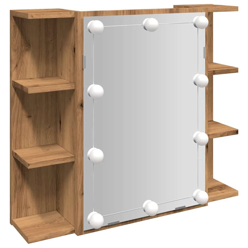 vidaXL Spiegelschrank mit LED Artisan Eichen-Optik 70x16,5x60 cm