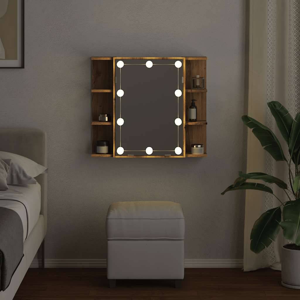 vidaXL Spiegelschrank mit LED Artisan Eichen-Optik 70x16,5x60 cm