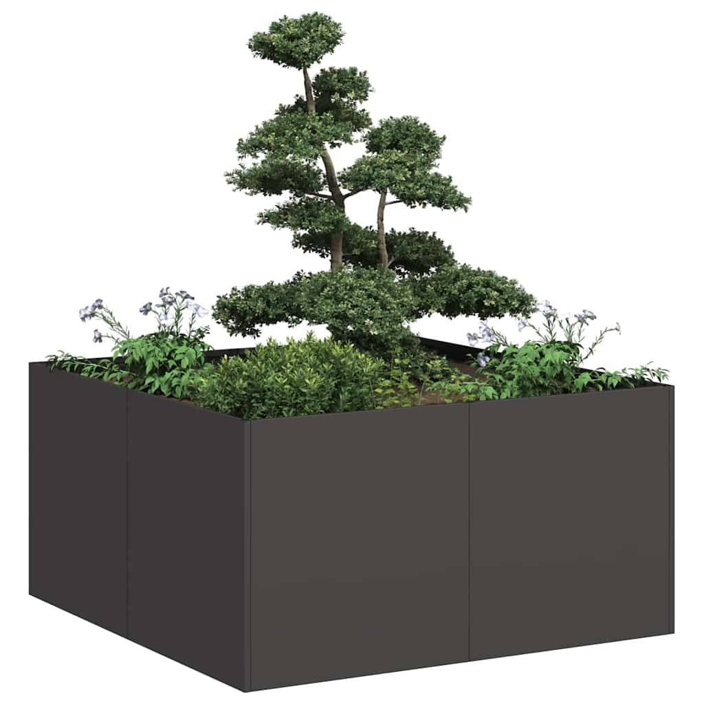 vidaXL Pflanzkübel Schwarz 80x80x40 cm Kaltgewalzter Stahl