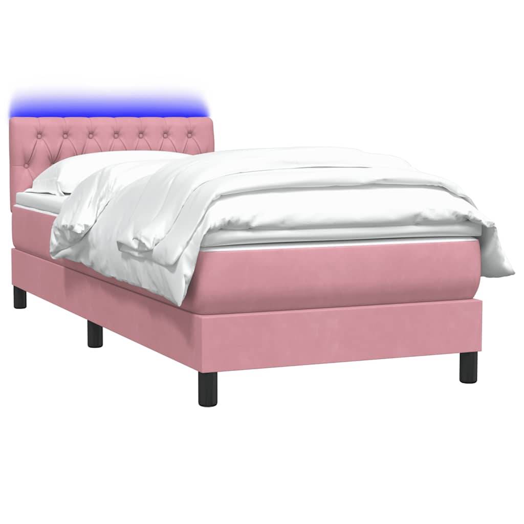 vidaXL Boxspringbett mit Matratze Rosa 80x220 cm Samt