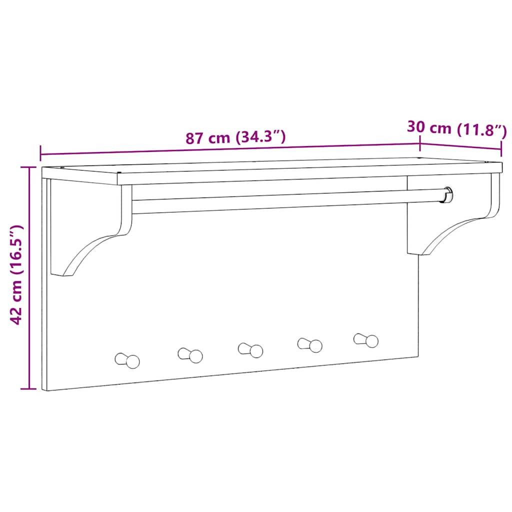 vidaXL Wandgarderobe SANDNES 87x30x42 cm Massivholz Kiefer