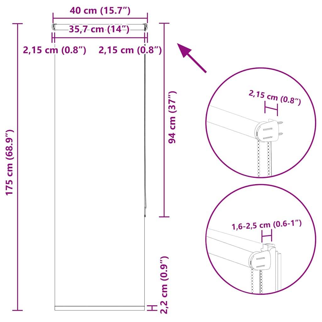 vidaXL Verdunkelungsrollo Kaffeebraun 40x175cm Stoffbreite 35,7 cm
