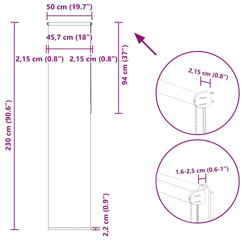 vidaXL Verdunkelungsrollo Gelb 50x230 cm Stoffbreite 45,7 cm Polyester
