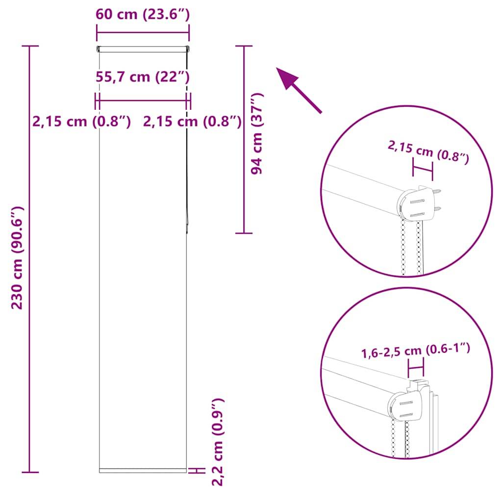 vidaXL Verdunkelungsrollo Gelb 60x230 cm Stoffbreite 55,7 cm Polyester