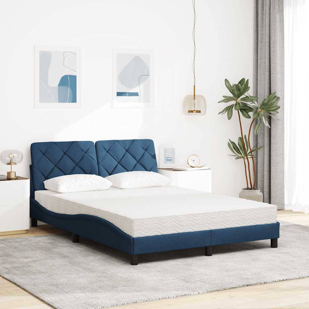 vidaXL Bett mit Matratze Blau 120x200 cm Stoff