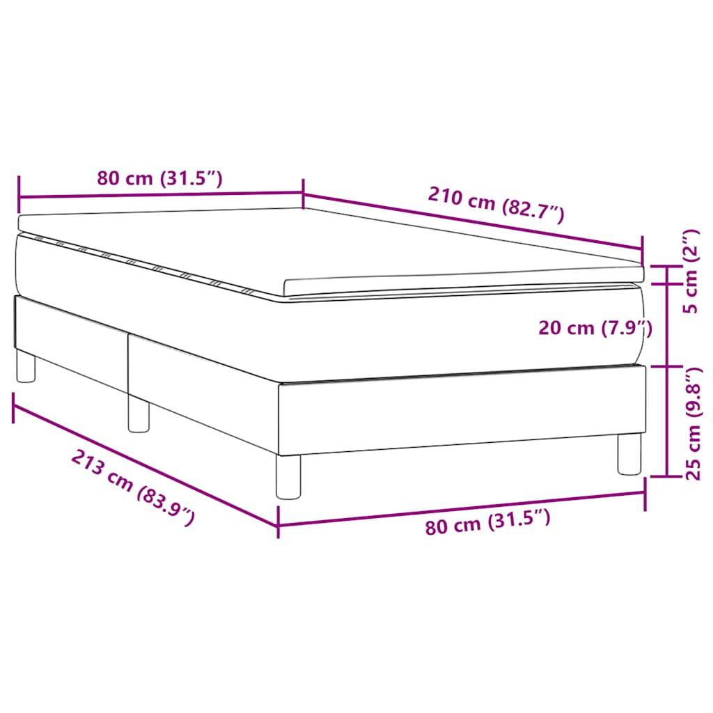 vidaXL Boxspringbett mit Matratze Dunkelgrau 80x210 cm Samt
