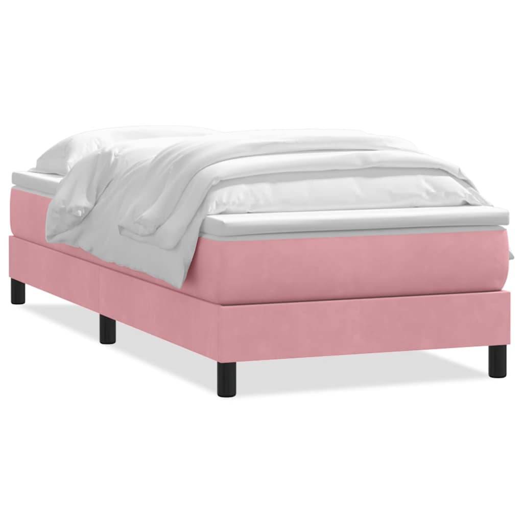 vidaXL Boxspringbett mit Matratze Rosa 100x210 cm Samt