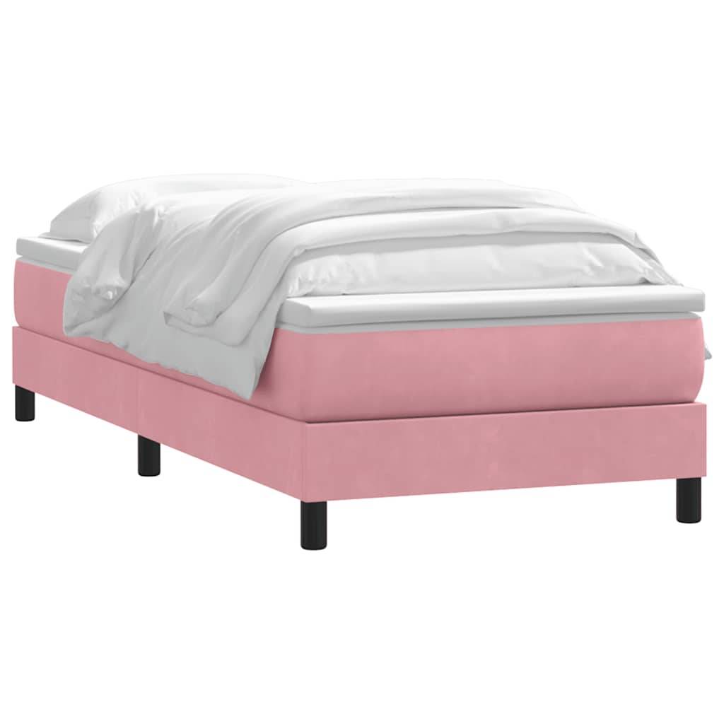 vidaXL Boxspringbett mit Matratze Rosa 100x210 cm Samt