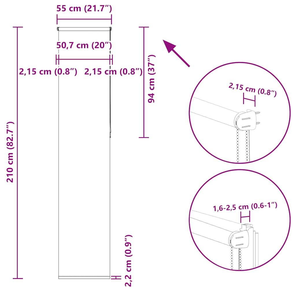 vidaXL Verdunkelungsrollo Weiß 55x210cm Stoffbreite 50,7 cm Polyester