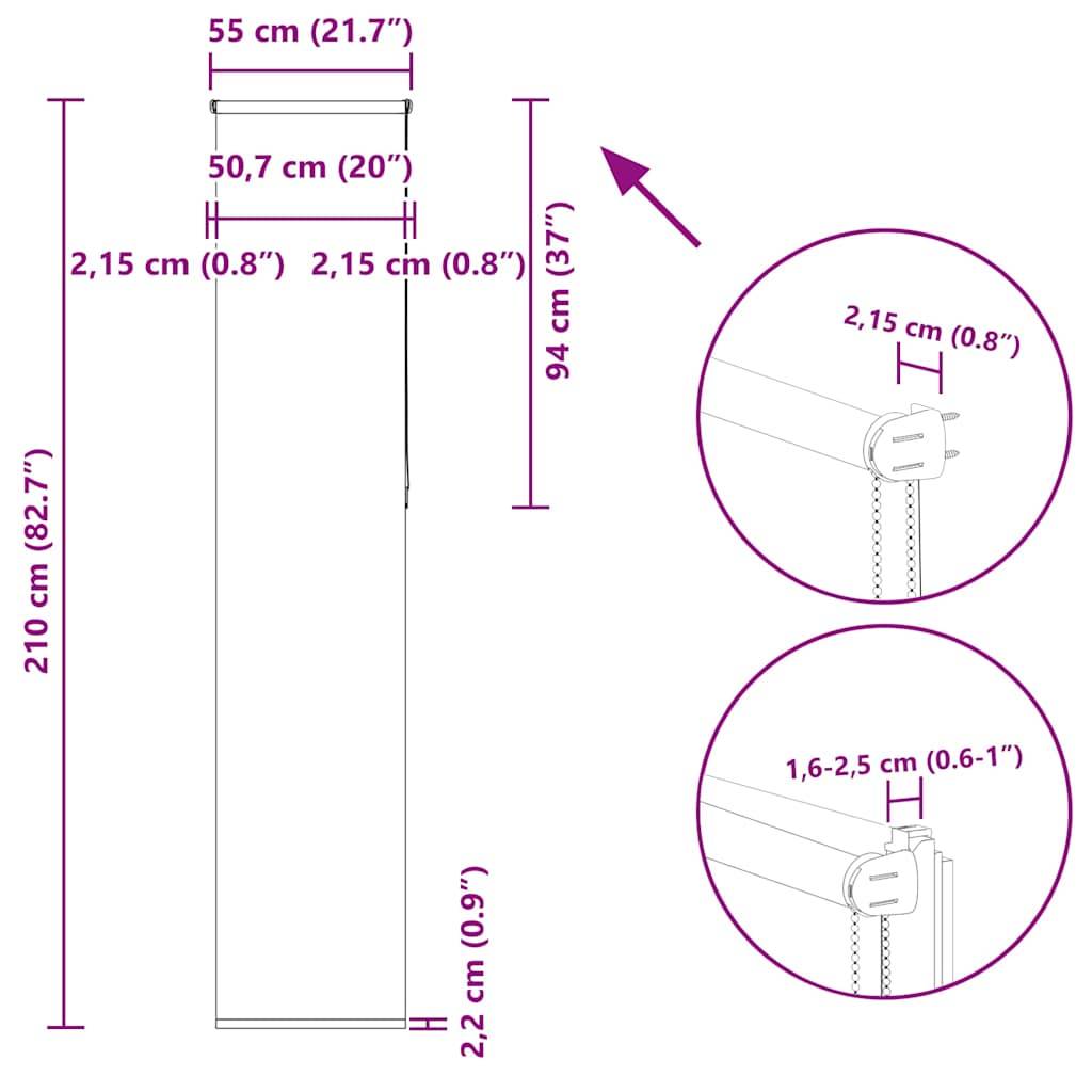 vidaXL Verdunkelungsrollo Hellgrau 55x210 cm Stoffbreite 50,7 cm