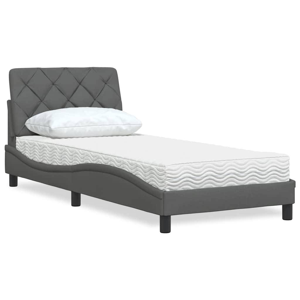 vidaXL Bett mit Matratze Dunkelgrau 80x200 cm Stoff