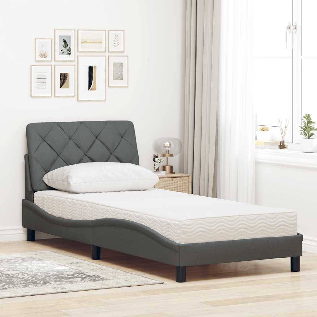 vidaXL Bett mit Matratze Dunkelgrau 80x200 cm Stoff