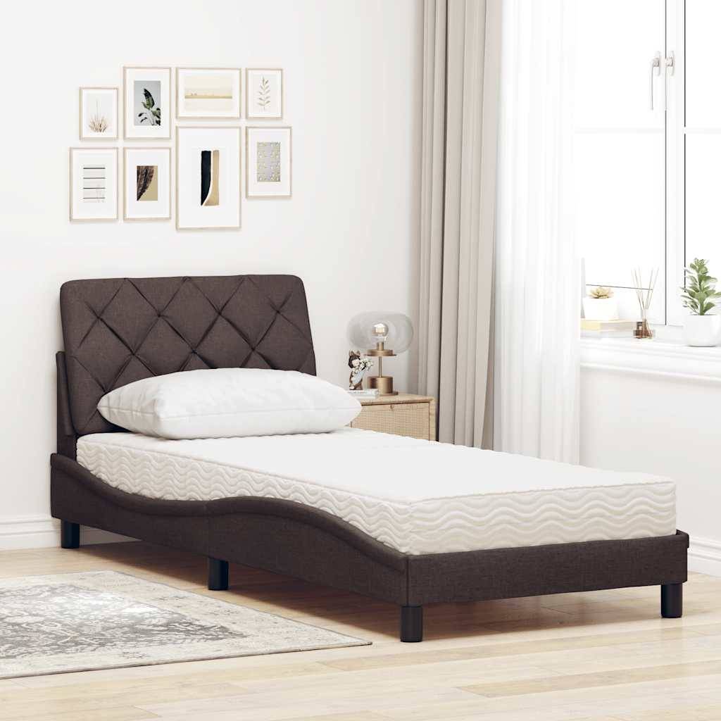 vidaXL Bett mit Matratze Dunkelbraun 80x200 cm Stoff