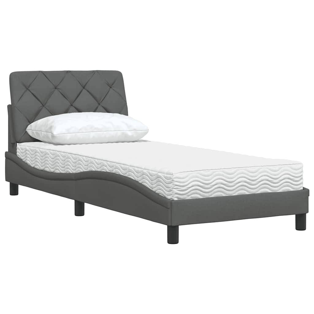 vidaXL Bett mit Matratze Dunkelgrau 80x200 cm Stoff