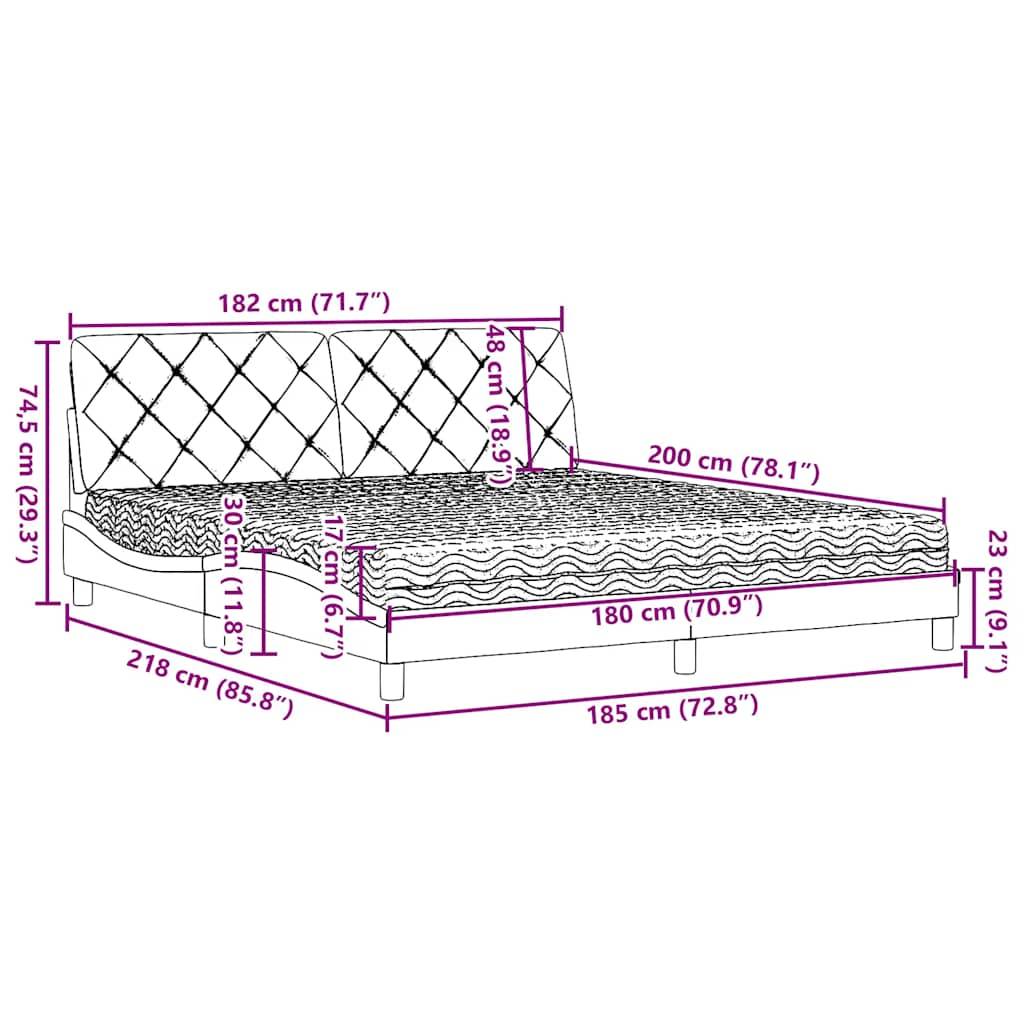 vidaXL Bett mit Matratze Schwarz 180x200 cm Stoff